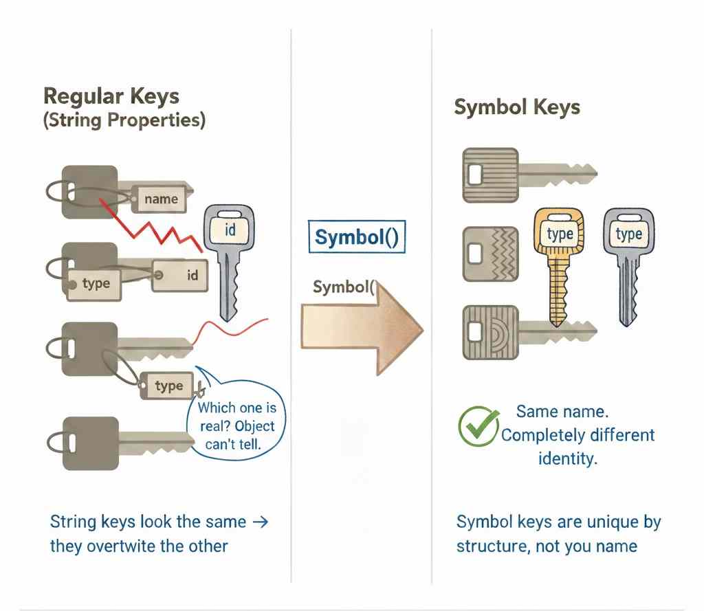 JavaScript symbol explained unique keys vs string keys